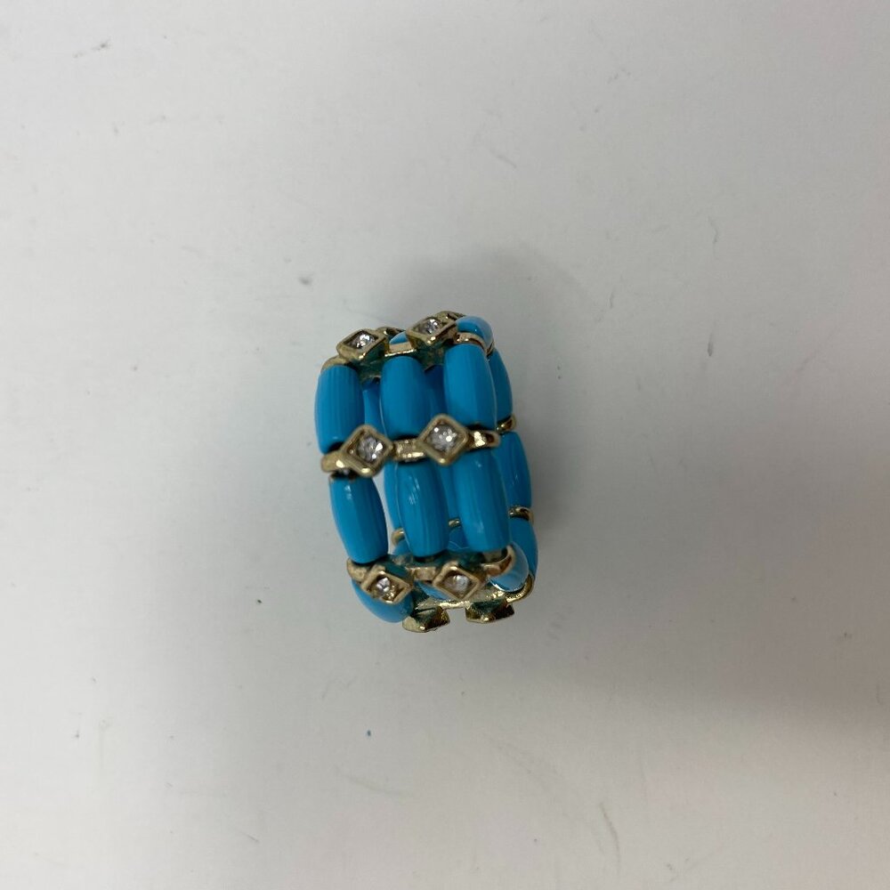 king square stretch 3 strand turquoise ring